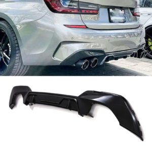 Quad Exhaust Rear Diffuser Gloss Black - BMW 3 Series G20 2019-2021