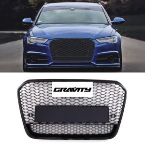 RS6 Quattro Style Front Honeycomb Grille Gloss Black - Audi A6 C7 11-15