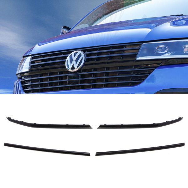 Gloss Black Long & Short Upper Grille Trims Kit - VW Transporter T6.1 19-24