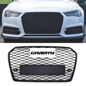 RS6 Style Front Honeycomb Badgeless Grille Black - Audi A6 C7.5 16-18