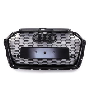 RS3 Style Front Honeycomb Grille Gloss Black - Audi A3 8V 17-20
