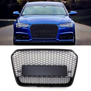 RS5 Style Front Honeycomb Badgeless Grille Black - Audi A6 C7 12-15