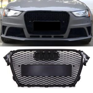 RS4 Style Front Honeycomb Grille Gloss Black - Audi A4 B8.5 13-16