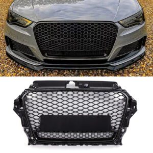 RS3 Quattro Style Front Honeycomb Grille Black - Audi A3 8V 13-16