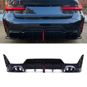 M Performance Style Rear Diffuser Quad Exit Gloss Black - BMW 3 Series G20 LCI 2022+