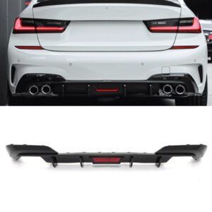 Rear Quad Exit Diffuser with LED Rain Light Gloss Black - BMW 3 Series G20 Pre LCI 19-22