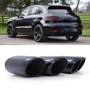 Rear Quad Tailpipes Gloss Black - Porsche Macan S MK1 2015-2018