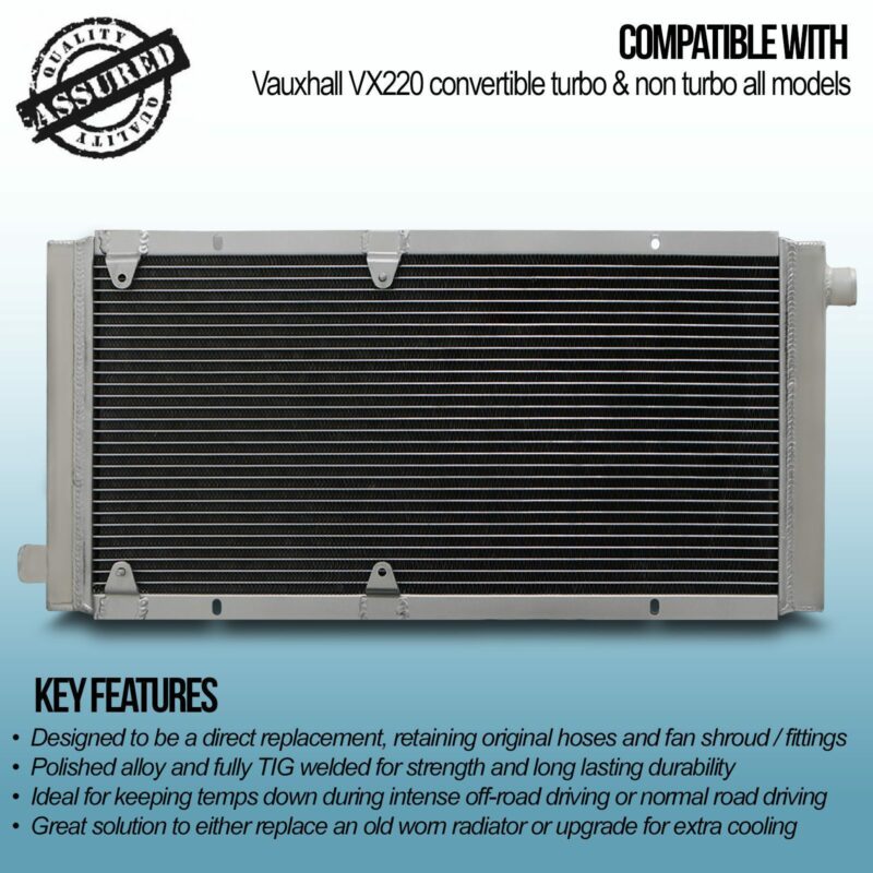 Vx220 Radiator 40mm High Flow Radiator - Vauxhall VX220 Speedster / Lotus Elise MK2 ...