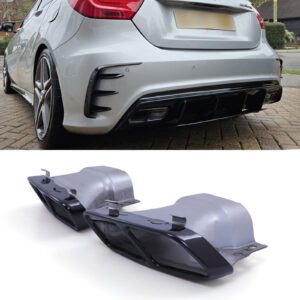 AMG Style Exhaust Tailpipes Quad Exit Gloss Black - Mercedes-Benz A-Class A45 W176 2013-2018