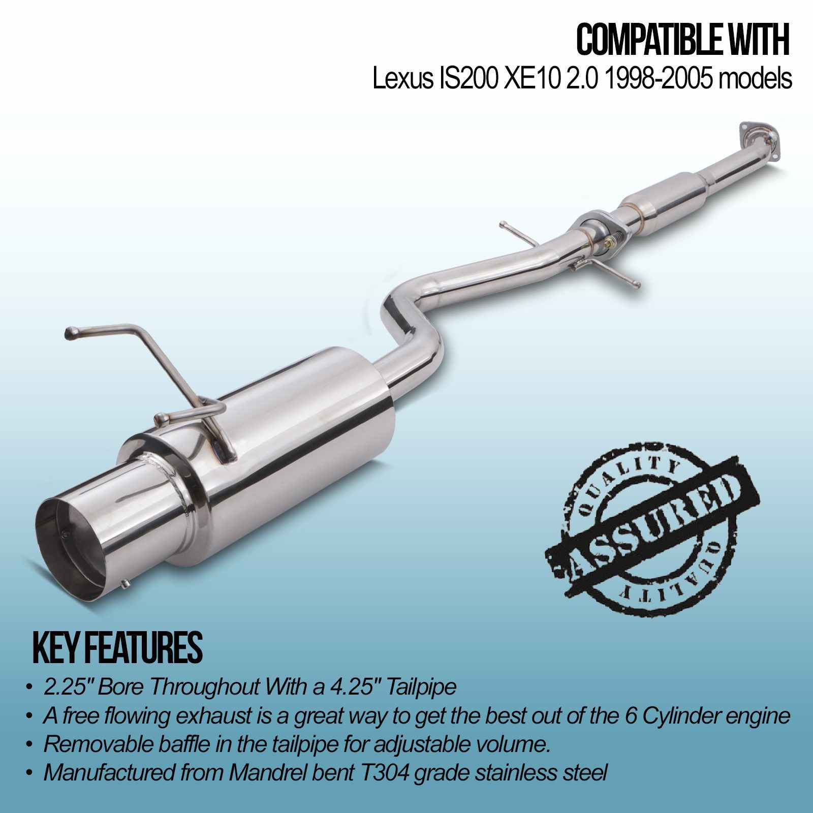 Silencieux Arrière Pour LEXUS IS 200 2.0 I V6 155 CH 1999-2005 - Neuf, Acier Aluminié, Kit Montage