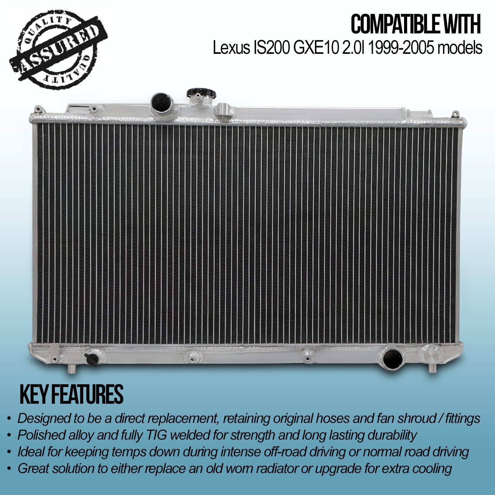 Cooling Direct Radiator For Lexus IS200t (2014-2022) – Plastic Tank / Aluminum Core – Direct Fit CDR13612