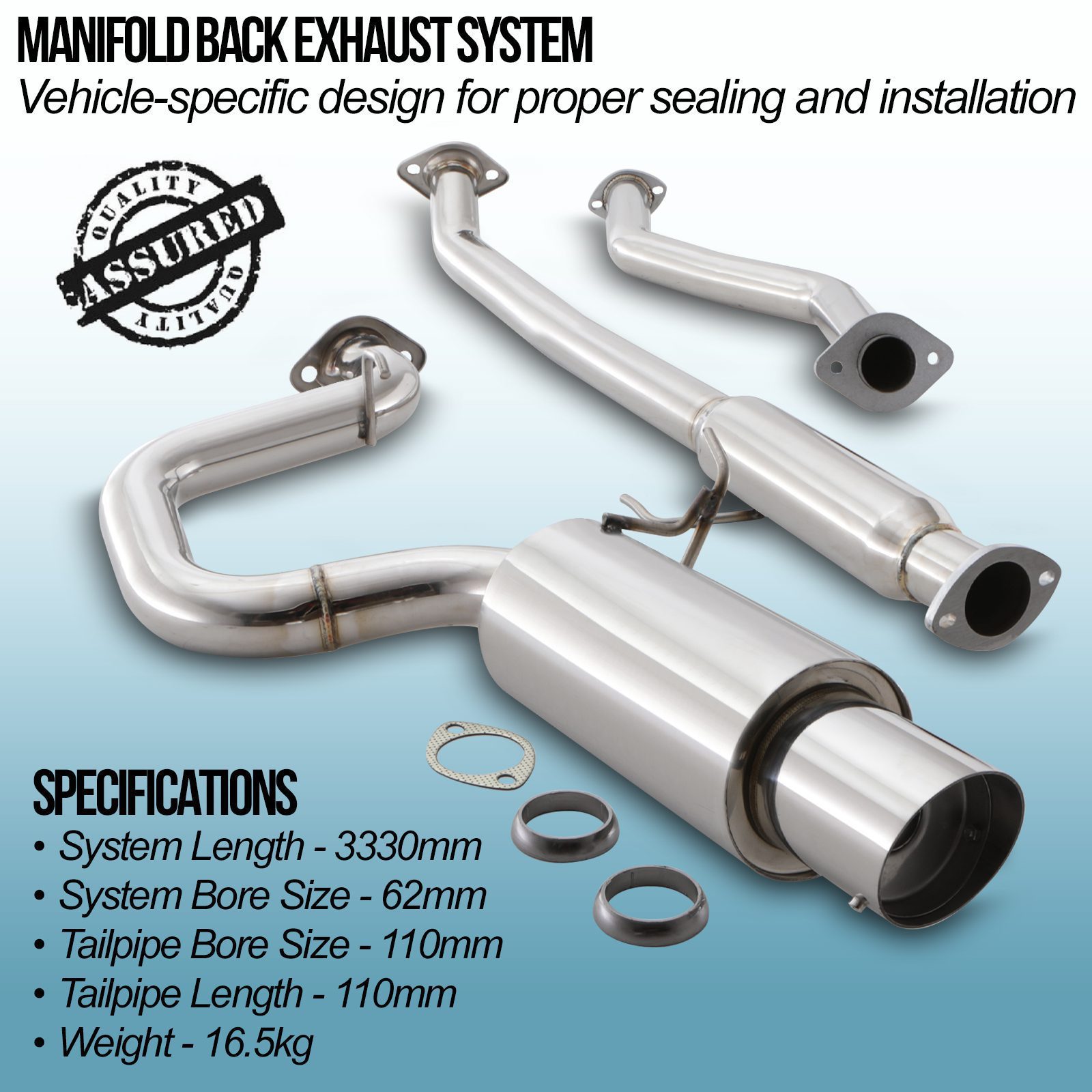 Gravity Stainless Steel Rear Silencer Back Box For Toyota Celica 190 / 140 BHP GTS VVT (GV0094)