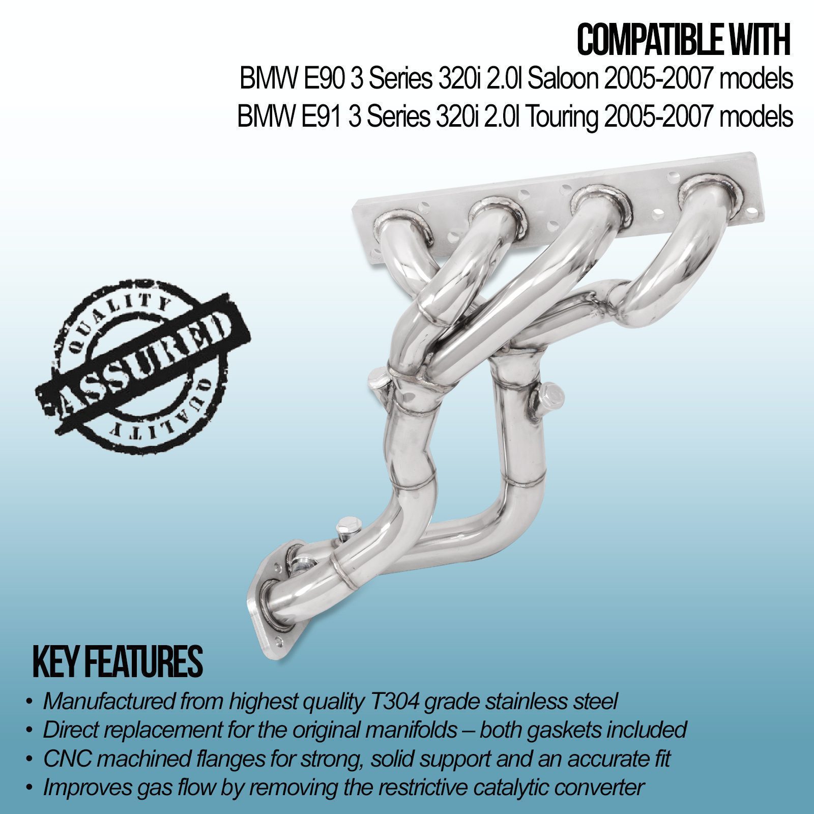 Tubo De Bajada Decat De Acero Inoxidable Para BMW Serie 3 E90/E91 318d/320d | Diámetro 56-50mm | 1 Puerto Sensor