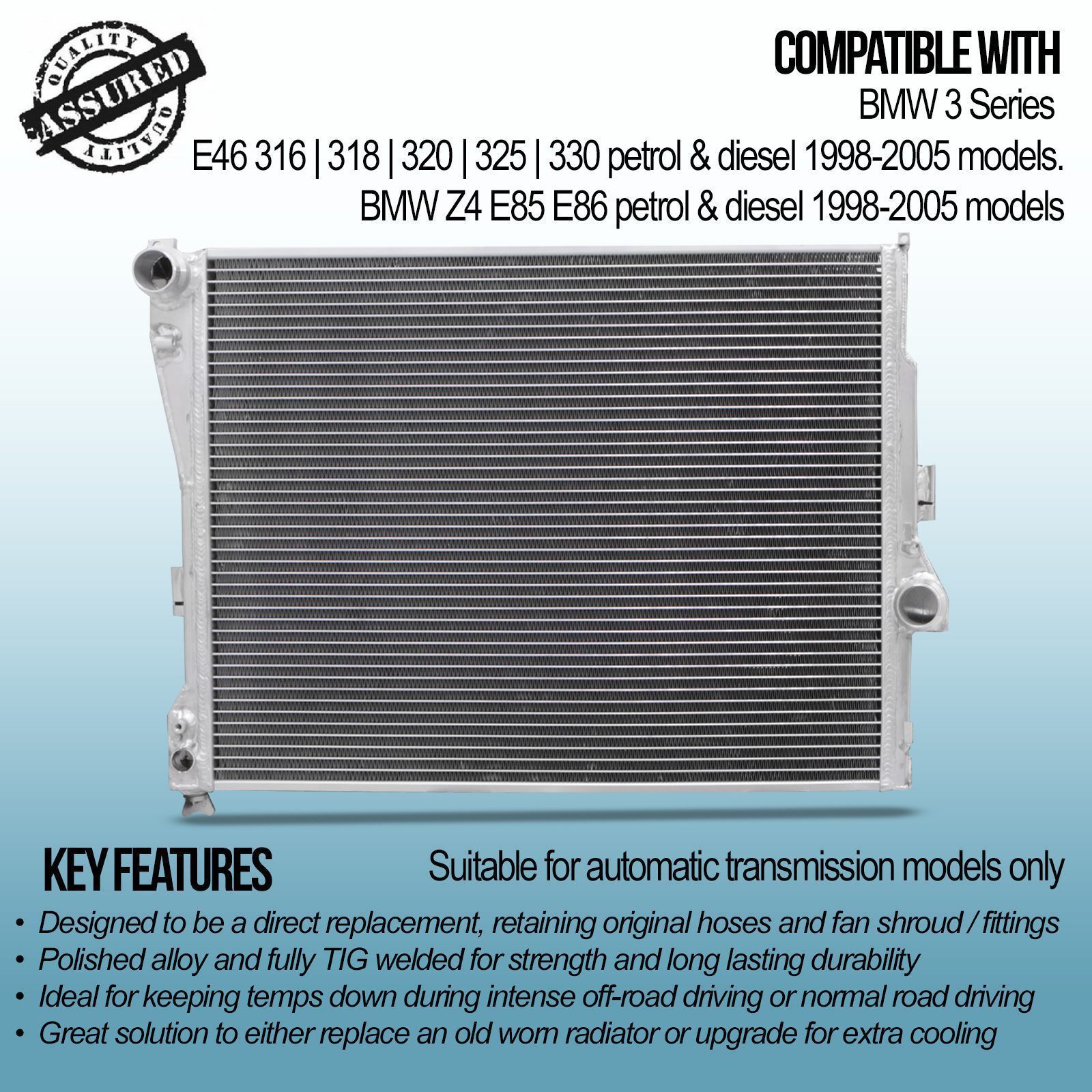 40mm High Flow Alloy Radiator - BMW 3 Series E46 / Z4 E85 E86 95