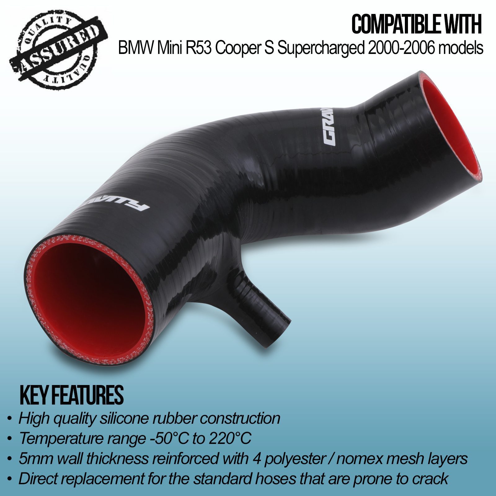 ZAP Silicone Air Intake Hose – For 2002-2006 BMW Mini Cooper S R52/R53 Supercharged (Manual)