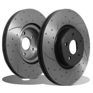 Front Drilled Grooved 336mm Brake Discs - Ford Focus MK2 Rs 2.5 Turbo 09-11