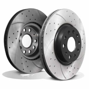 Front Drilled Grooved 312mm Brake Discs - Volkswagen VW Golf MK5 MK6 GTI GTD R 04+