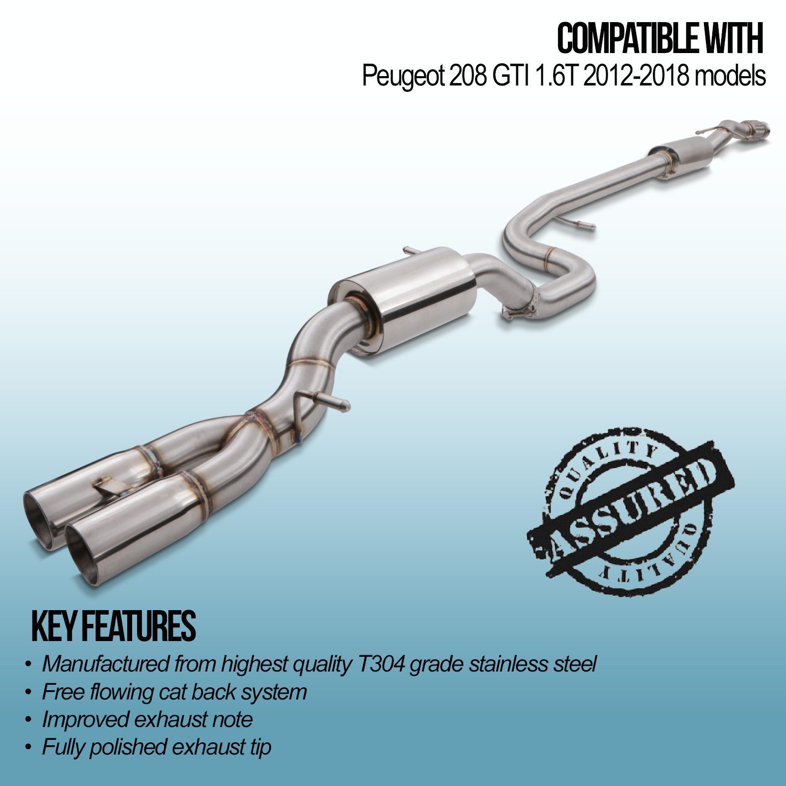 Catback Exhaust System - Peugeot 208 GTI 1.6T 12-18 – Gravity