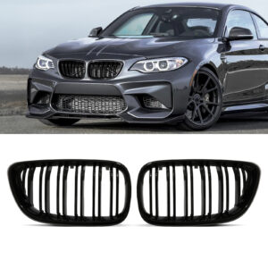 Gloss Black Front Kidney Grilles - BMW 2 Series F22 14-21