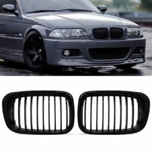 Gloss Black Front Kidney Grilles - BMW 3 Series E46 4 Door 99-01