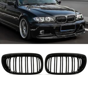Gloss Black Front Kidney Grilles - BMW 3 Series E46 2 Door LCI 02-05