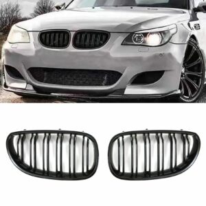 Gloss Black Front Kidney Grilles - BMW 5 Series E60 E61 03-10