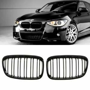 Gloss Black Front Kidney Grilles - BMW 1 Series F20 Pre-LCI 12-14