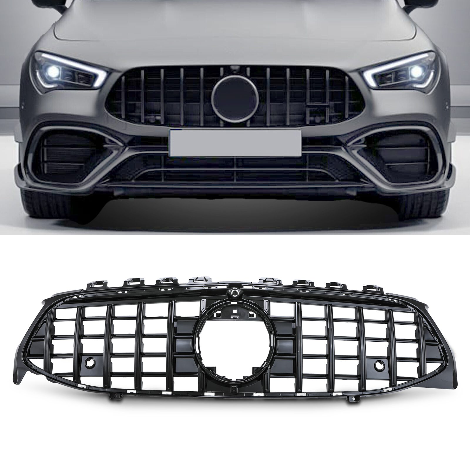 thumbnail image 2 of Glossy Black GT R Front Grille Fit For Mercedes Benz CLA W118 C118 CLA35 2020-ON 2 of 3
