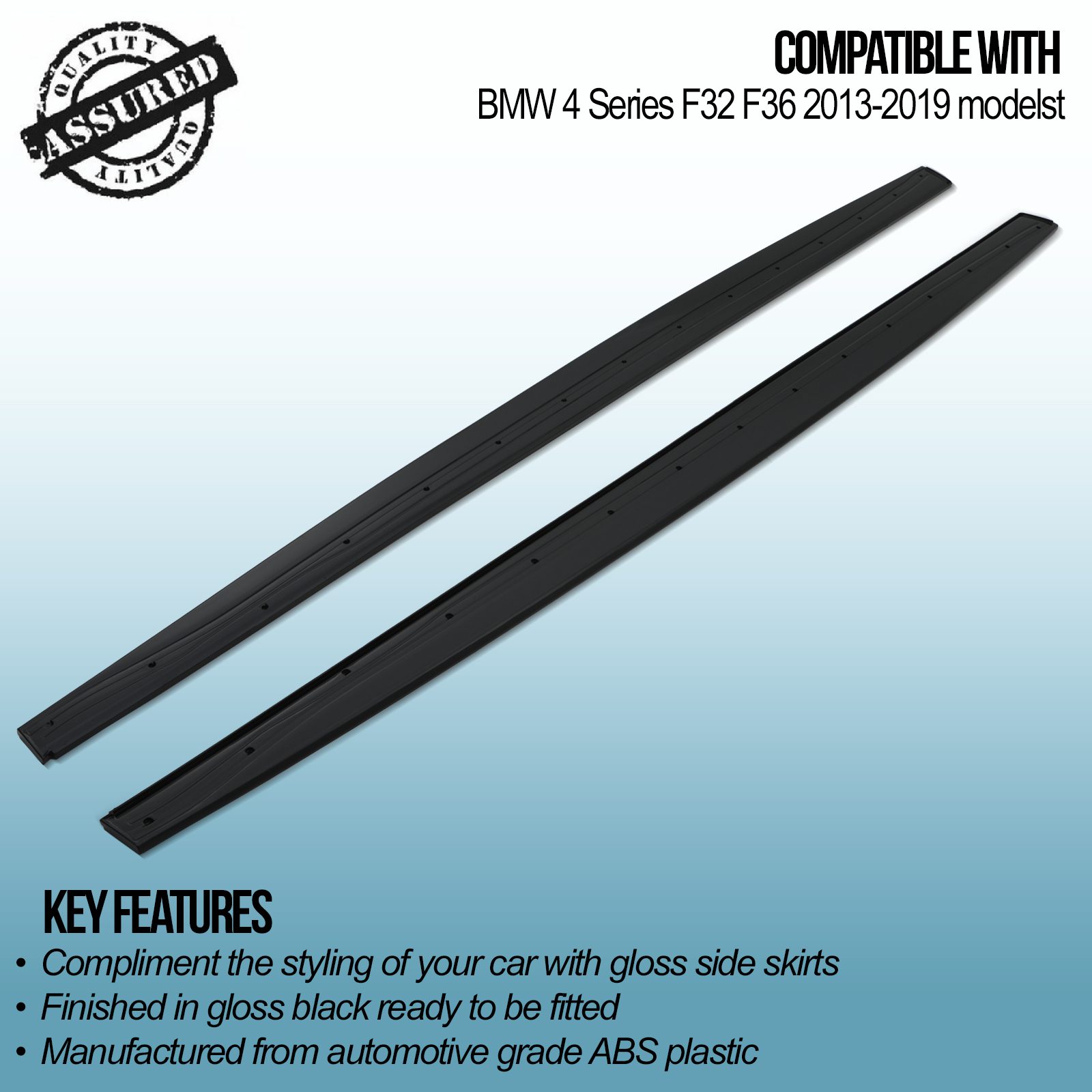 Matte Black ABS Side Skirt Extensions For 14-20 BMW 4 Series F32 F33 F36 M Sport