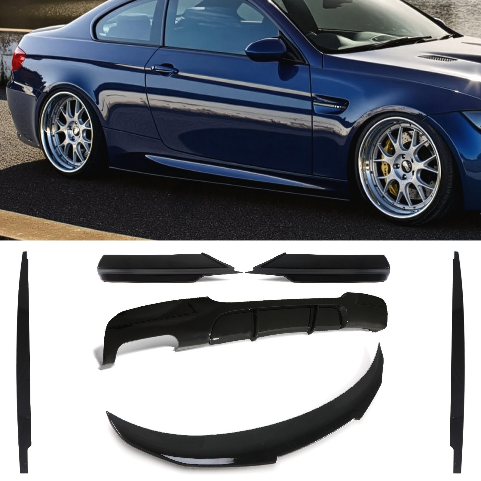 PSM Style Aero Body Kit Twin Exhaust Gloss BMW 3 Series E90 05 08 &ndash