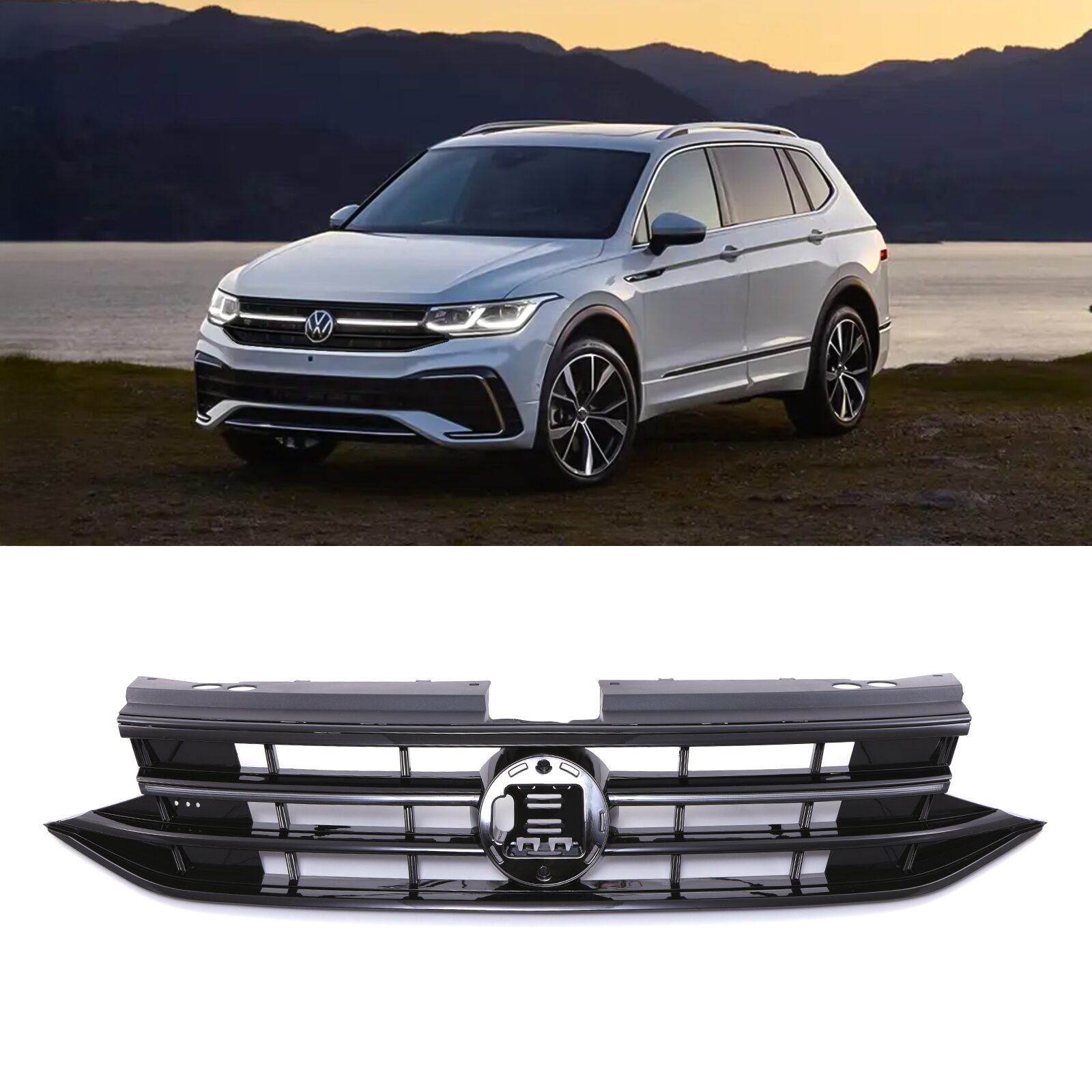 LED DRL Grille Gloss VW Tiguan R Facelift 2021+ &ndash