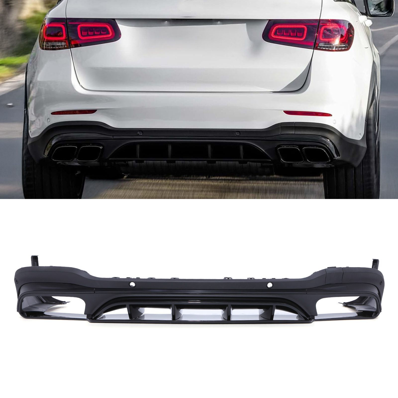 Rear Quad Exit Diffuser Gloss Mercedes GLC AMG X253 16 19 &ndash