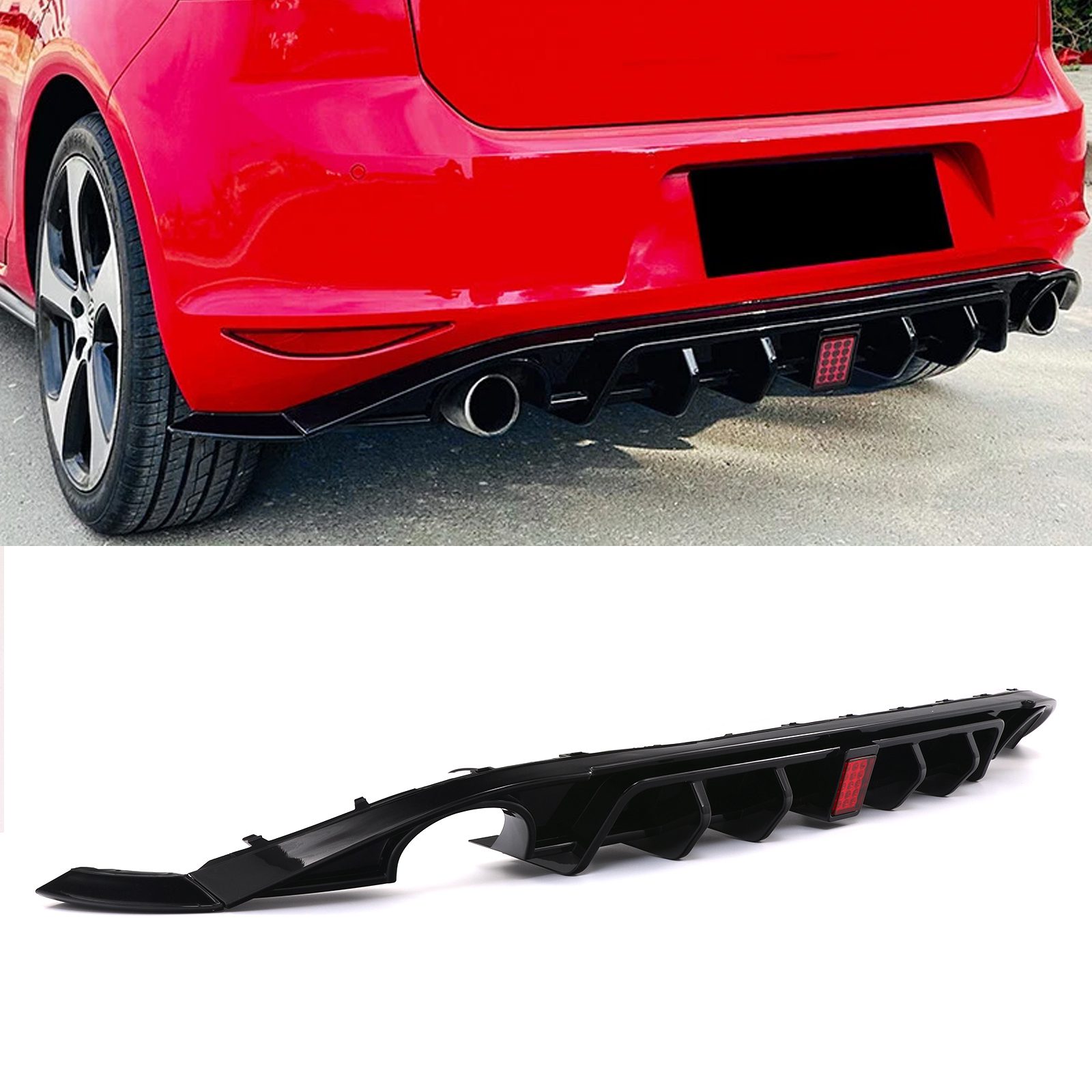 Rear Diffuser Gloss LED Rain Light VW Golf MK7 GTI GTD 13 16 &ndash
